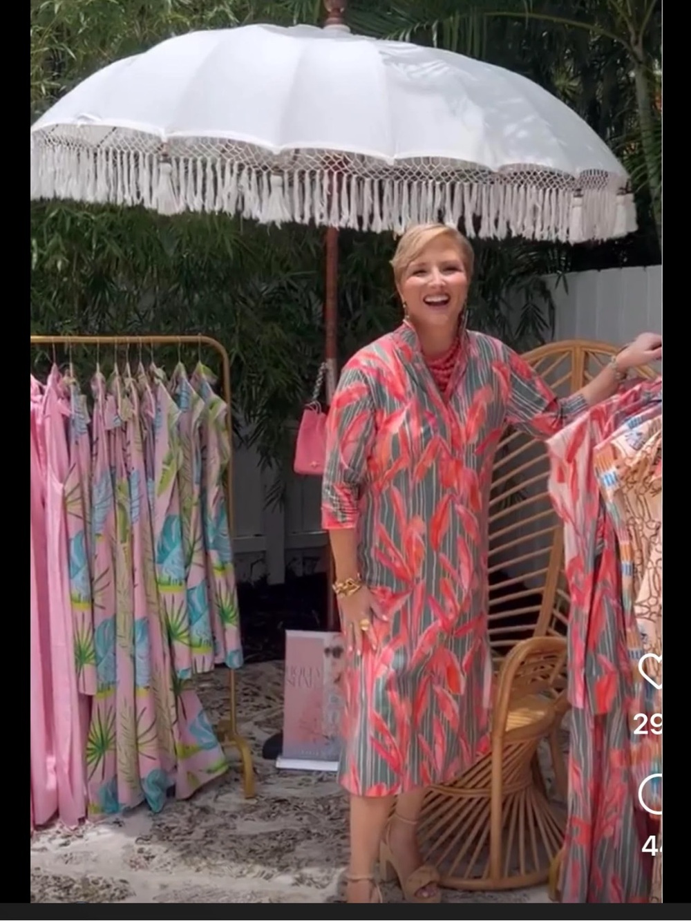 Holly Shae Briland Banana Leaf Dress Caftan Size M/L Pullover Button Front